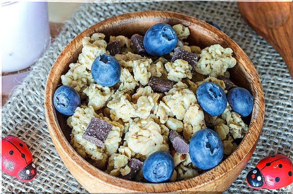 granola with blueberries