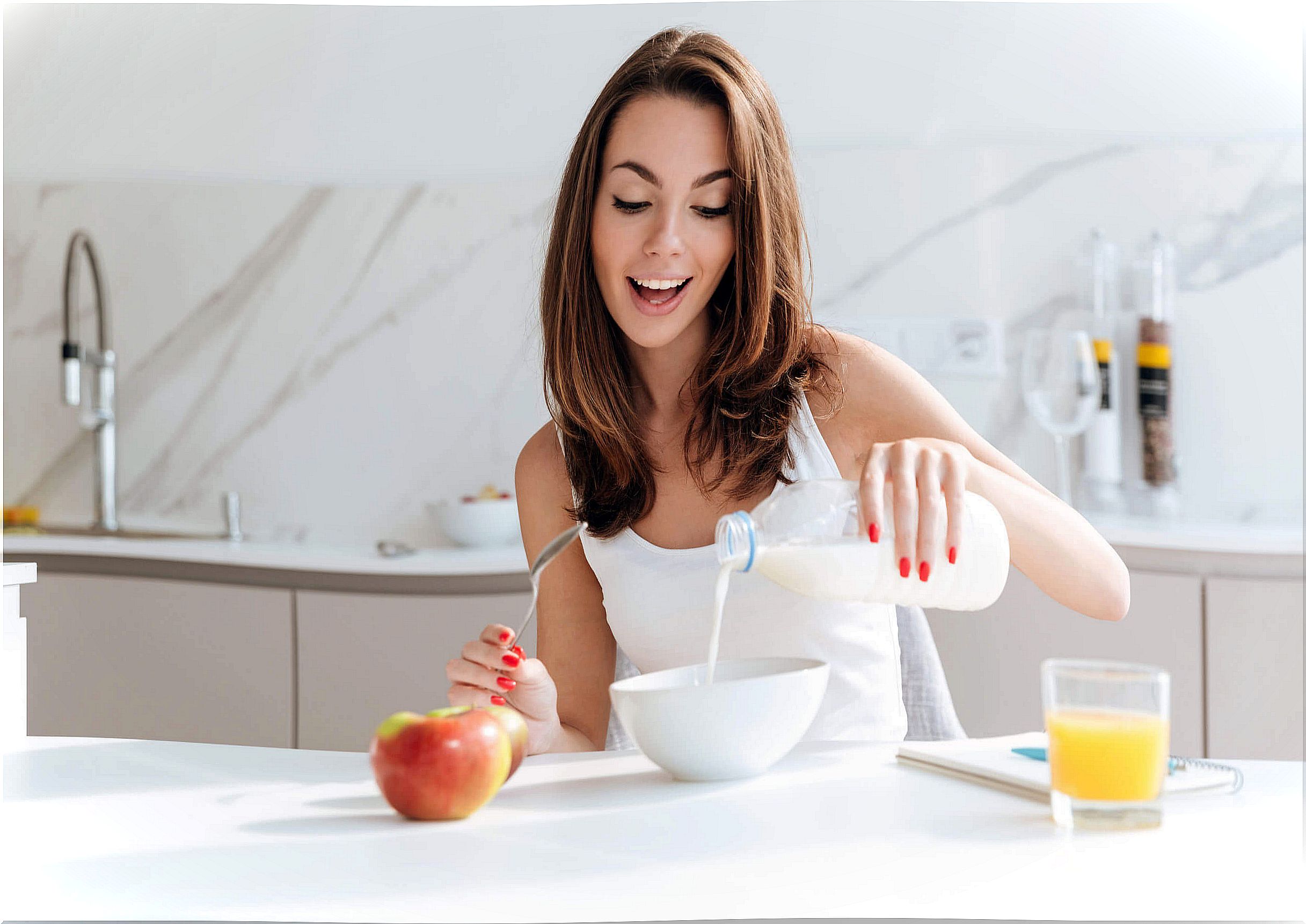 Woman at breakfast.