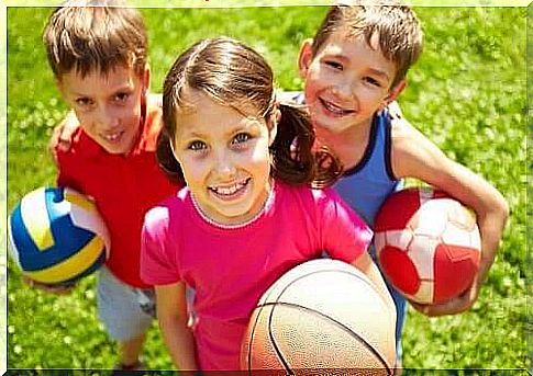 Happy children in collaborative play