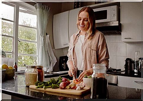 woman preparing dinner